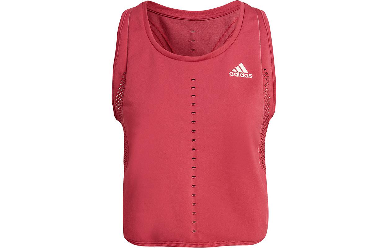 (Women) adidas Red Sleeveless Tank Top with Letter Print GL5707
