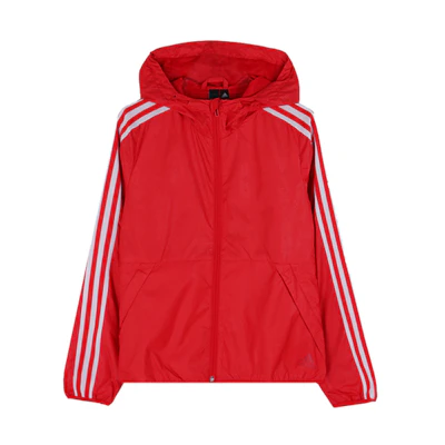(Women) adidas Red Windbreaker Jacket with Three Stripes Print EH3909