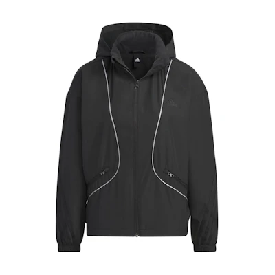 (Women) adidas Reflective Striped Casual Sports Hooded Jacket - Black IM8974