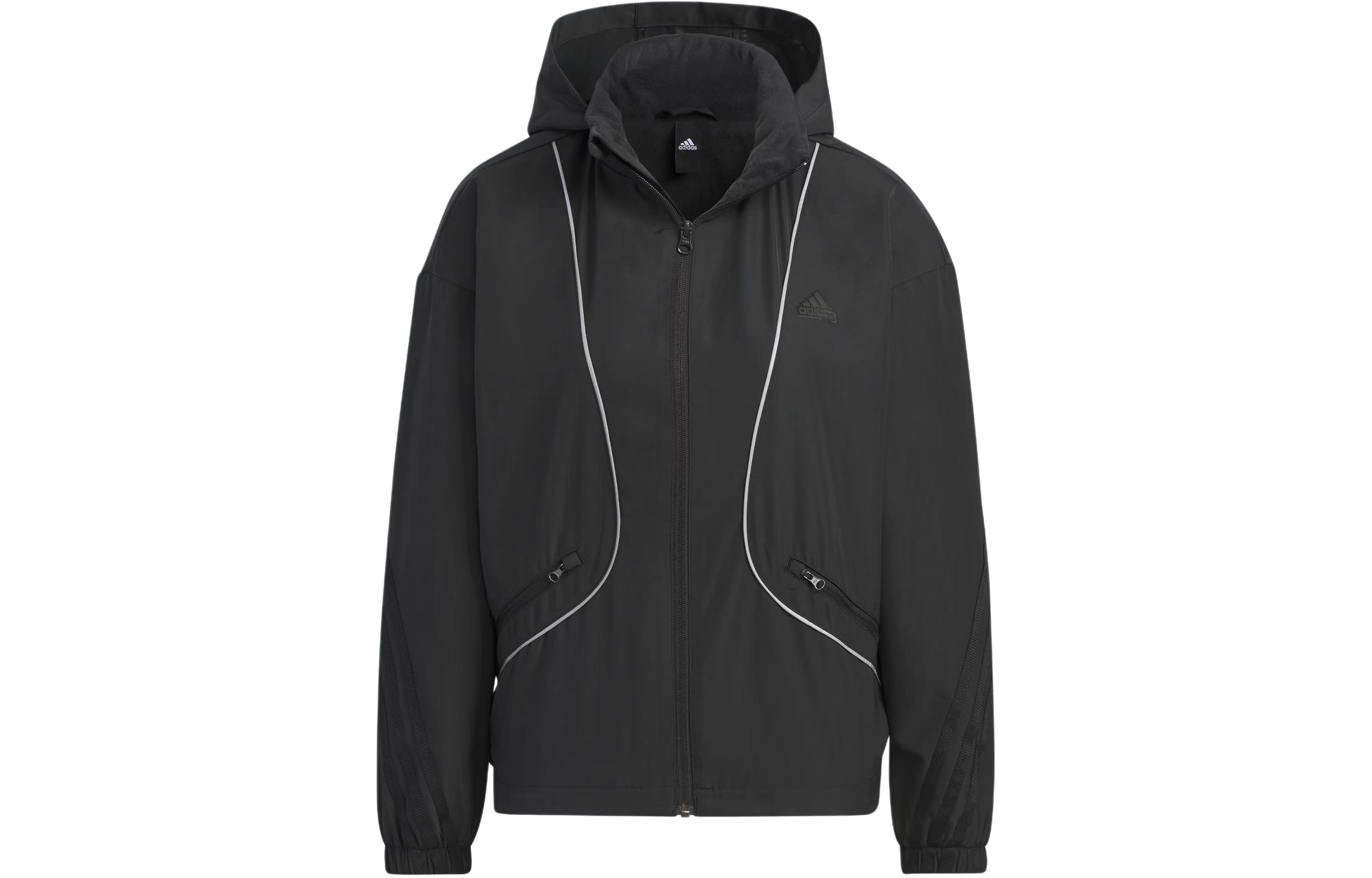 (Women) adidas Reflective Striped Casual Sports Hooded Jacket - Black IM8974 圖 2