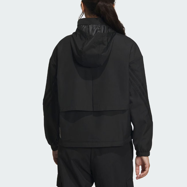(Women) adidas Reflective Striped Casual Sports Hooded Jacket - Black IM8974 圖 4