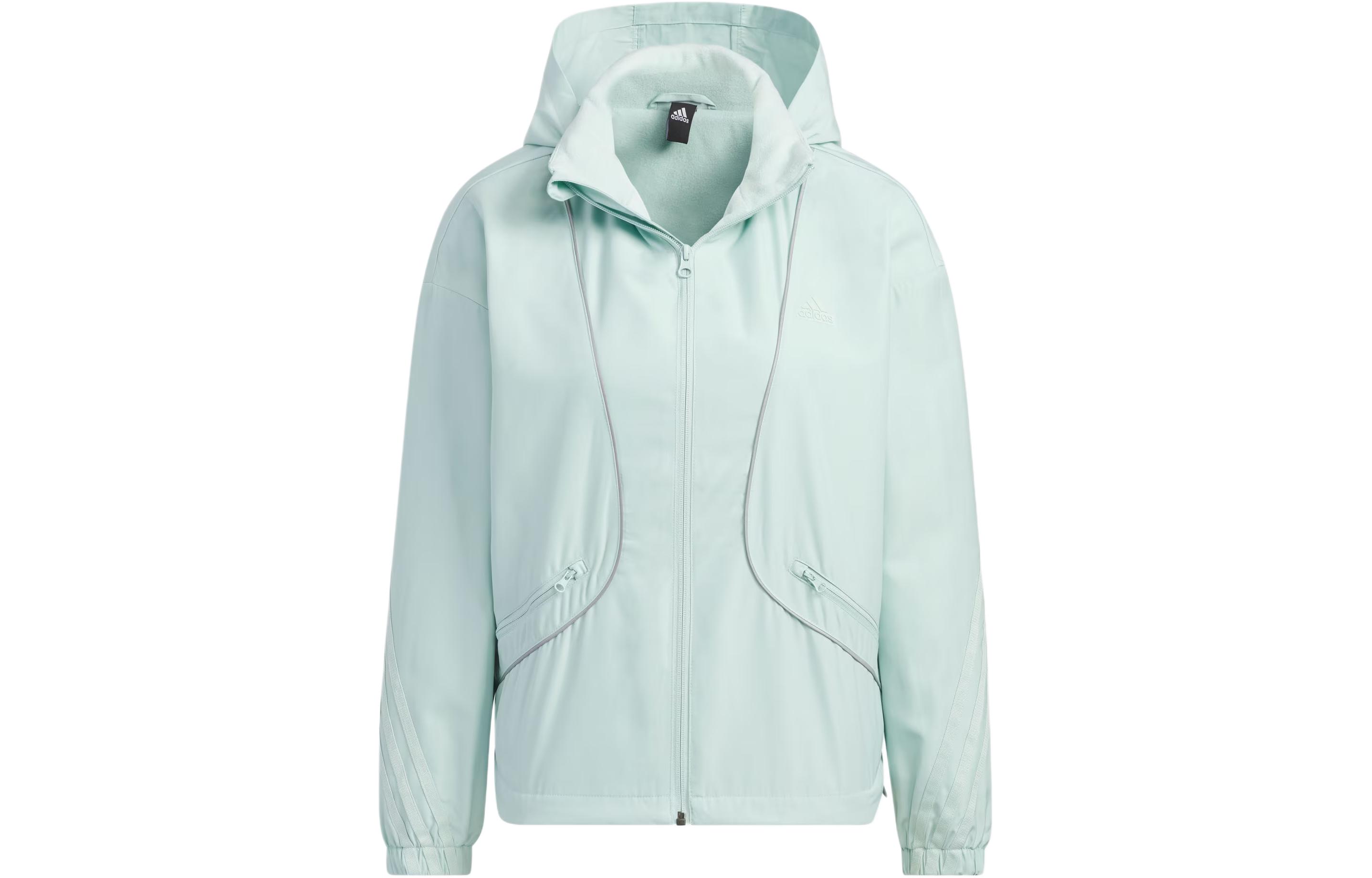 (Women) adidas Reflective Striped Hooded Jacket - Light Green Casual Sportswear IM8973