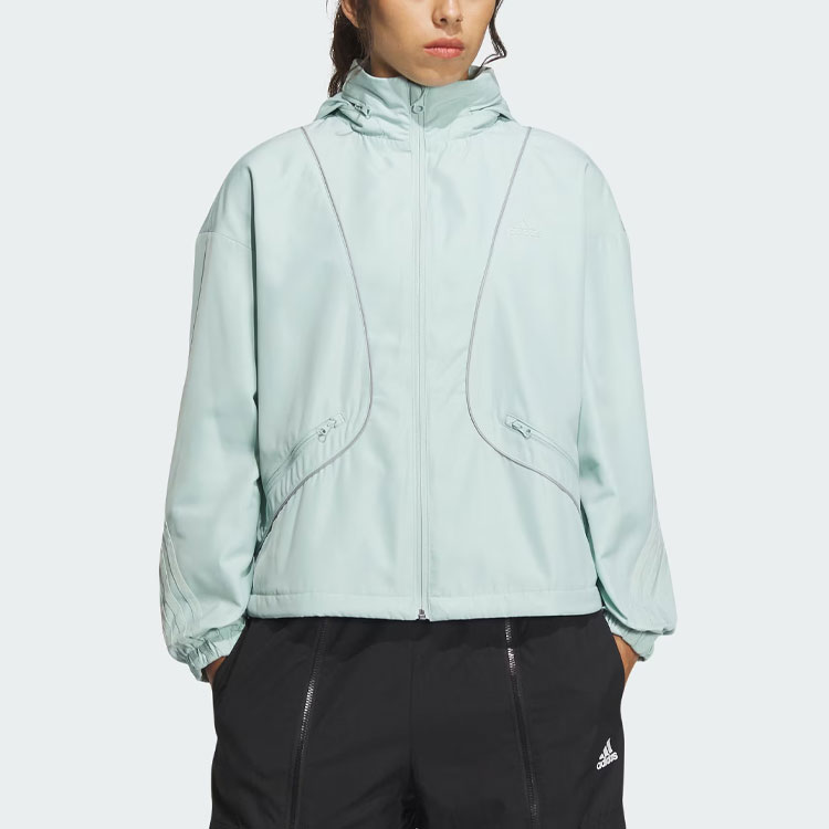 (Women) adidas Reflective Striped Hooded Jacket - Light Green Casual Sportswear IM8973 圖 3