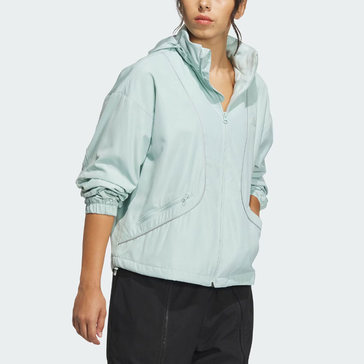 (Women) adidas Reflective Striped Hooded Jacket - Light Green Casual Sportswear IM8973 圖 5