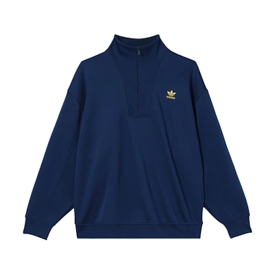 (Women) adidas Retro Logo Half-Zip Pullover Sweatshirt Navy Blue II0747