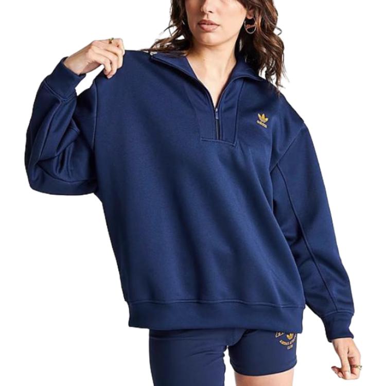 Shop (W) adidas 復古標誌半拉鍊海軍藍運動衫 II0747