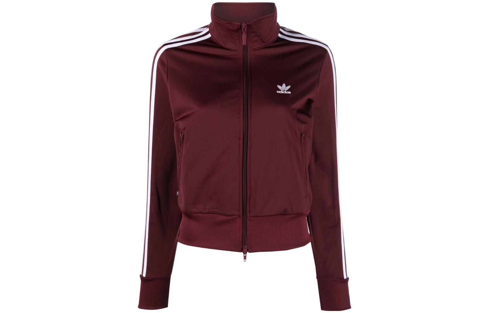 (Women) adidas Retro Logo Track Jacket Maroon With High Neck Zip IB7406