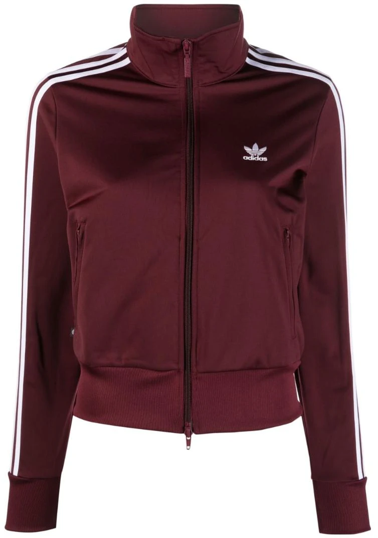 women-adidas-retro-logo-track-jacket-maroon-with-high-neck-zip-ib-7406