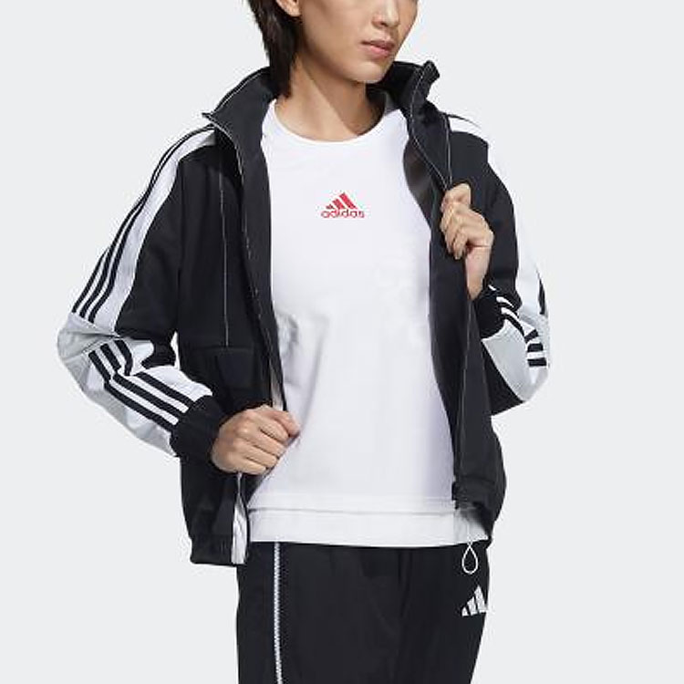 (Women) adidas Retro Sport Striped Colorblock Jacket Black GP0634 圖 5