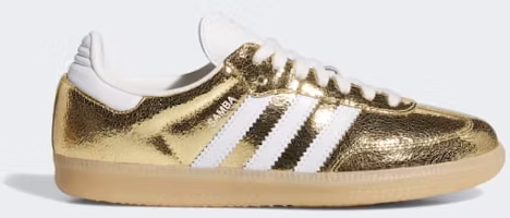 (Women) Adidas Samba OG Gold Metallic/Cloud White/Core White KI5719 (Women) Adidas Samba OG Gold Metallic/Cloud White/Core White KI5719