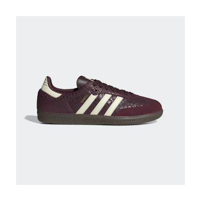 (W) Adidas Samba Retro Classic Sneaker Maroon/Cream White/Gold Metallic