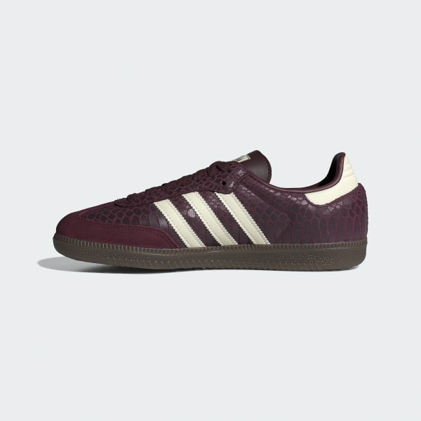 Cheap (W) Adidas Samba OG Retro Classique Baskets Bordeaux/Blanc Crème/Or Métallisé IH3979