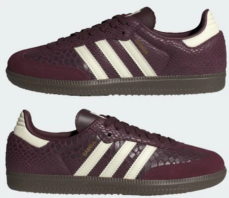(W) Adidas Samba OG Retro Classique Baskets Bordeaux/Blanc Crème/Or Métallisé IH3979 1