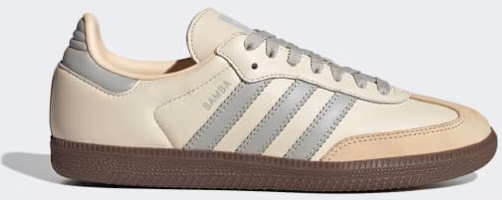 (Women) Adidas Samba OG Shoes Cream White/Wonder Silver/Sand Strata JH7299 (Women) Adidas Samba OG Shoes Cream White/Wonder Silver/Sand Strata JH7299