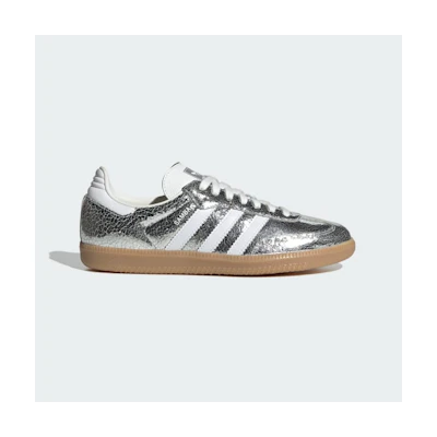 (W) Adidas Samba Silver Metallic/Cloud White/Core White