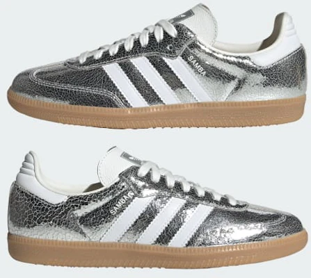 (W) Adidas Samba OG 銀色金屬/雲白/核心白 JR0035 1