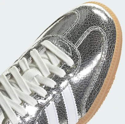 (W) Adidas Samba OG 銀色金屬/雲白/核心白 JR0035 2