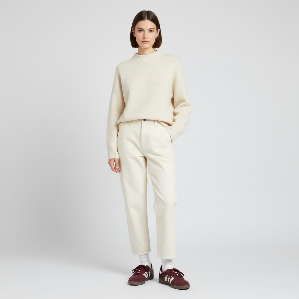 Lookbook (W) Adidas Samba OG Maroon/Putih Krim/Gum Sneakers. JR8844