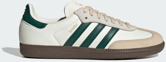 (Women) Adidas Samba OG Sneakers Off White/Collegiate Green/Sand Strata JR8843 (Women) Adidas Samba OG Sneakers Off White/Collegiate Green/Sand Strata JR8843