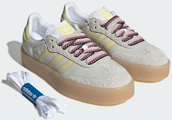 (Women) Adidas SAMBAE Sneakers - Stylish Footwear Collection Cloud White/Grey One/Powder Yellow JI2739 Cheap (Women) Adidas SAMBAE Sneakers - Stylish Footwear Collection Cloud White/Grey One/Powder Yellow JI2739
