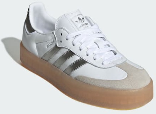 (Women) Adidas SambaE Sneakers Cloud White/Silver Metallic/Gum JS3943 Purchase (Women) Adidas SambaE Sneakers Cloud White/Silver Metallic/Gum JS3943