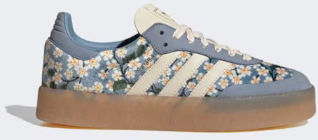 (Women) Adidas Sambae x Liberty London Collaboration Cream White/Tactile Blue/Gold Metallic JQ6046 (Women) Adidas Sambae x Liberty London Collaboration Cream White/Tactile Blue/Gold Metallic JQ6046