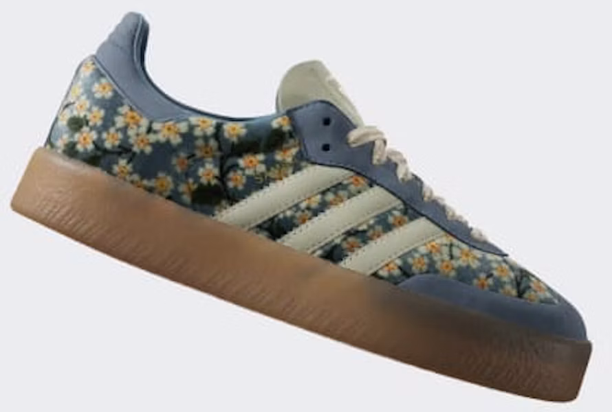 (W) Adidas Sambae x Liberty London Crema Bianca/Blu Tattile/Oro Metallizzato JQ6046 Lookbook (W) Adidas Sambae x Liberty London Crema Bianca/Blu Tattile/Oro Metallizzato JQ6046