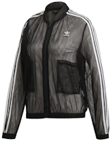(Women) adidas Semi-Sheer 3-Stripes Track Jacket Black DX3694 (Women) adidas Semi-Sheer 3-Stripes Track Jacket Black DX3694