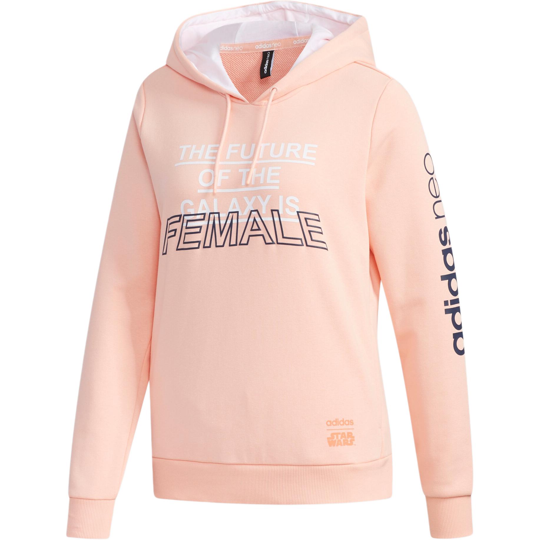 (Women) adidas Shiny Pink Pullover Hoodie Casual Sweatshirt EI4552
