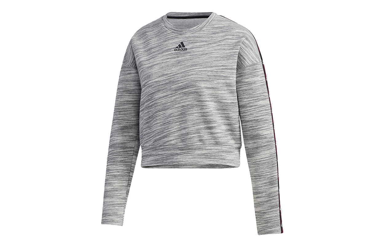 (Women) adidas Short Crewneck Pullover Sweatshirt Light Grey GE1130