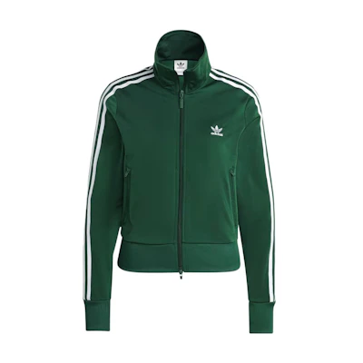 (Women) adidas Slim Fit Green Track Jacket with Striped Logo Design IB7404