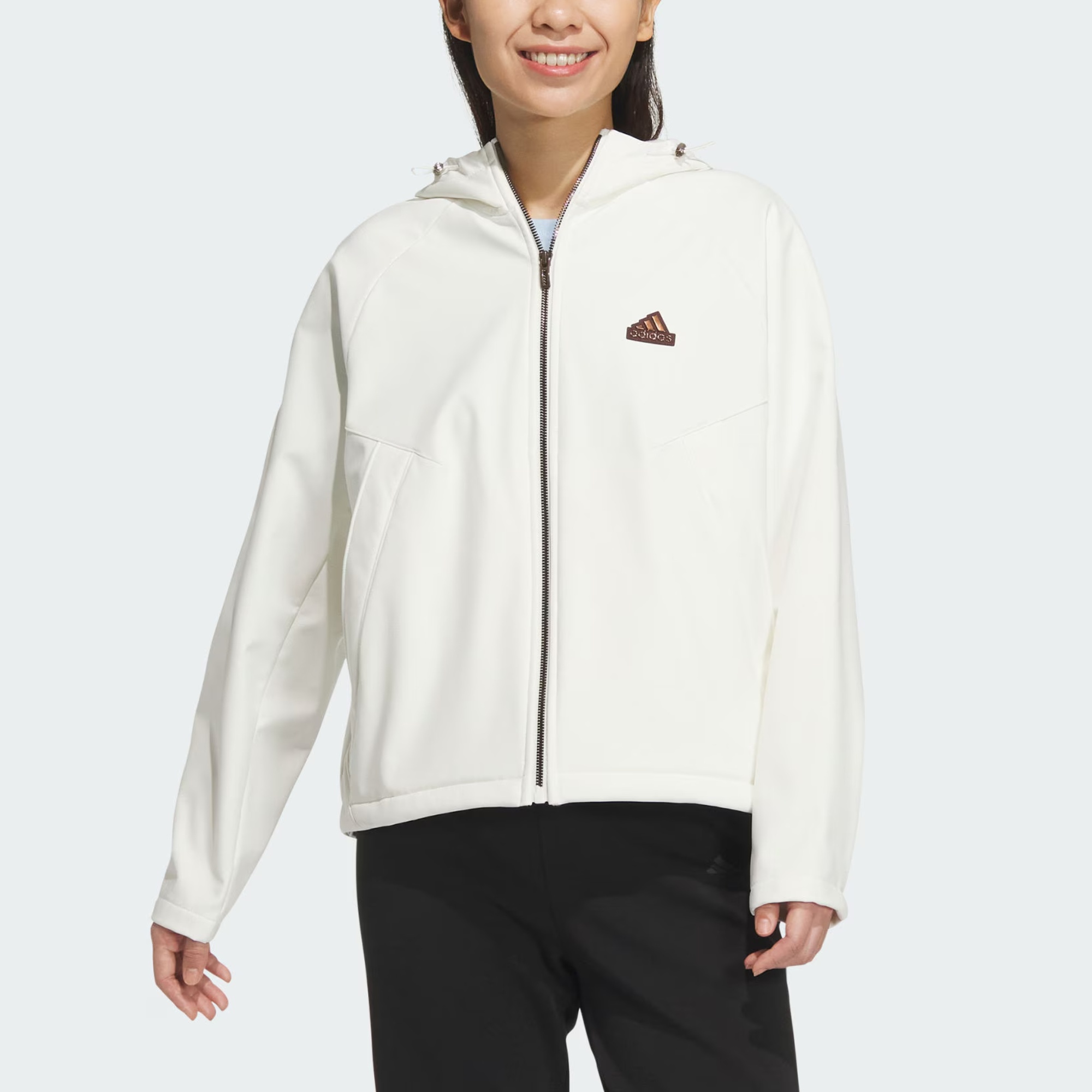 Lookbook (Women) adidas Softshell Hooded Modern Waterproof Warm Jacket White JX6833