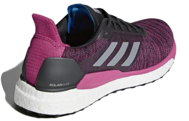 Shop adidas Solar Glide 舒適耐磨跑步鞋 女款 灰紫