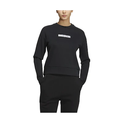 (Women) adidas Solid Color Printed Sweatshirt Black HM7091