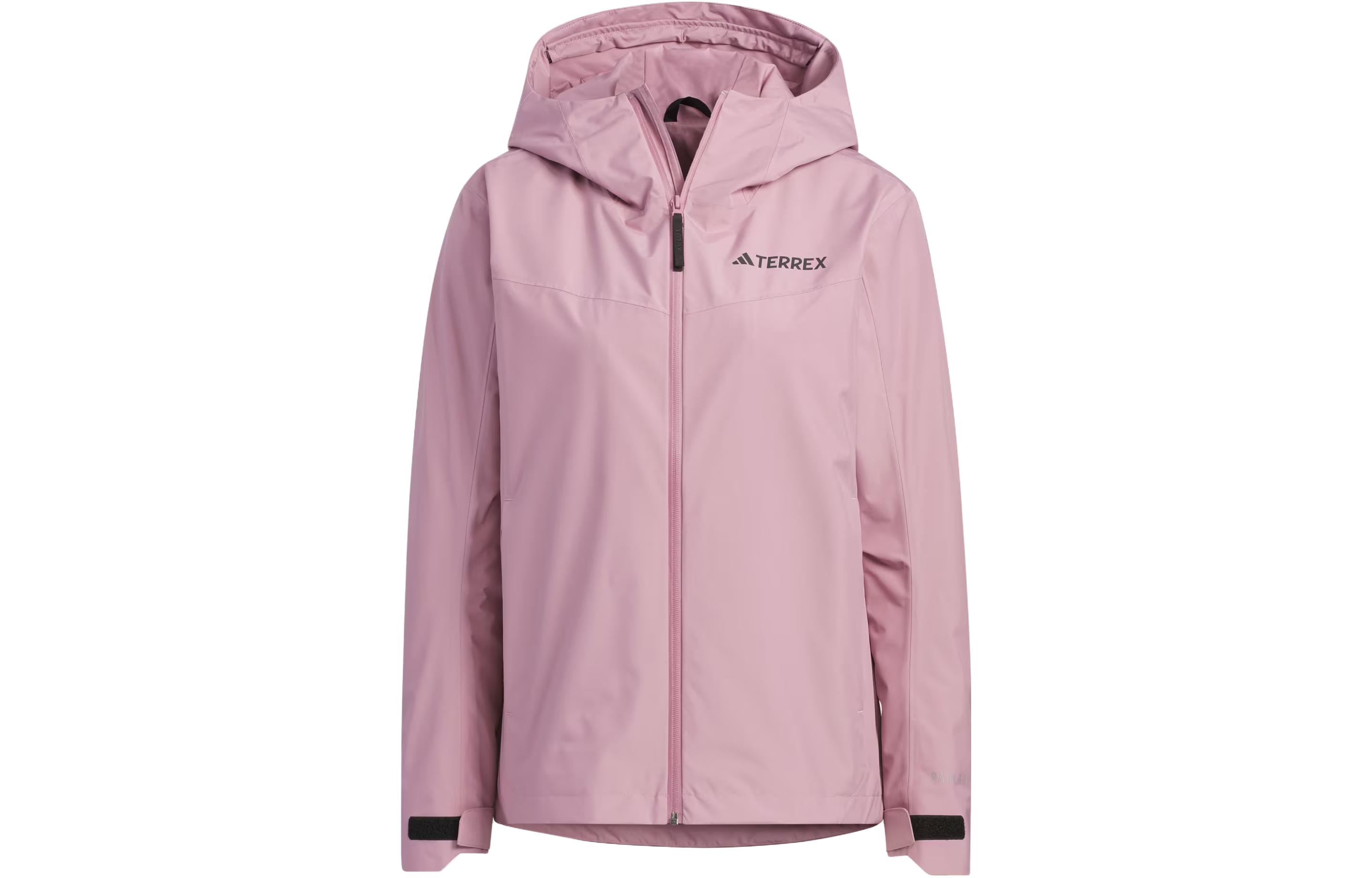 (Women) adidas Solid Logo Hooded Waterproof Windbreaker - Mystic Purple Pink IL8905