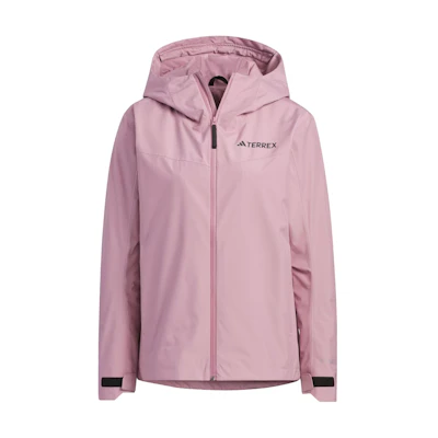 (Women) adidas Solid Logo Hooded Waterproof Windbreaker - Mystic Purple Pink IL8905