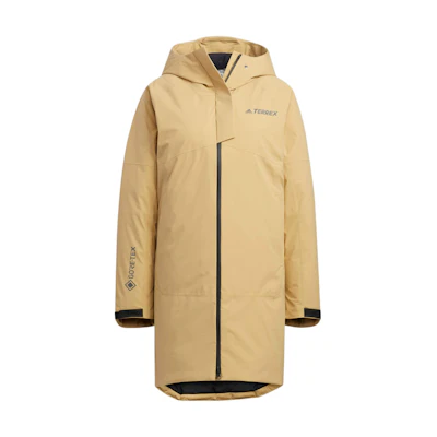 (Women) adidas Solid Logo Zip-Up Hooded Down Jacket Khaki Color HN2002
