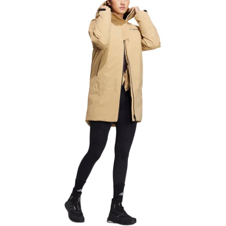 (Women) adidas Solid Logo Zip-Up Hooded Down Jacket  Khaki Color HN2002 圖 5