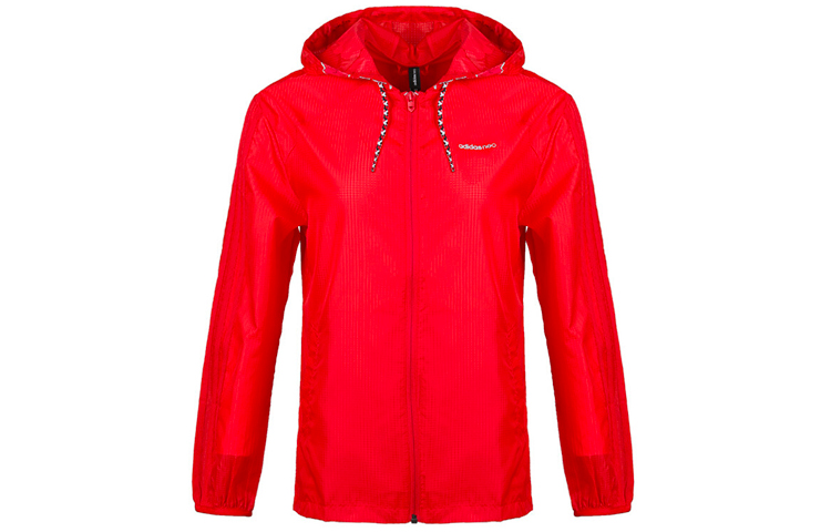(Women) adidas Solid Red Casual Sports Jacket EJ7091
