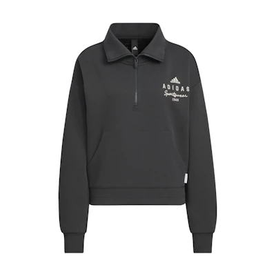 (Women) adidas Sportswear Track Top Carbon Black Jacket with Logo Print IS7413