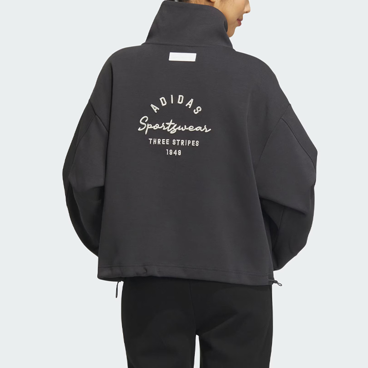 (Women) adidas Sportswear Track Top Carbon Black Jacket with Logo Print IS7413 圖 4