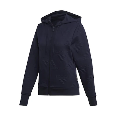 (Women) adidas SS23 Solid Color Letter Print Hoodie Jacket - Ink Color GC7038-Ink