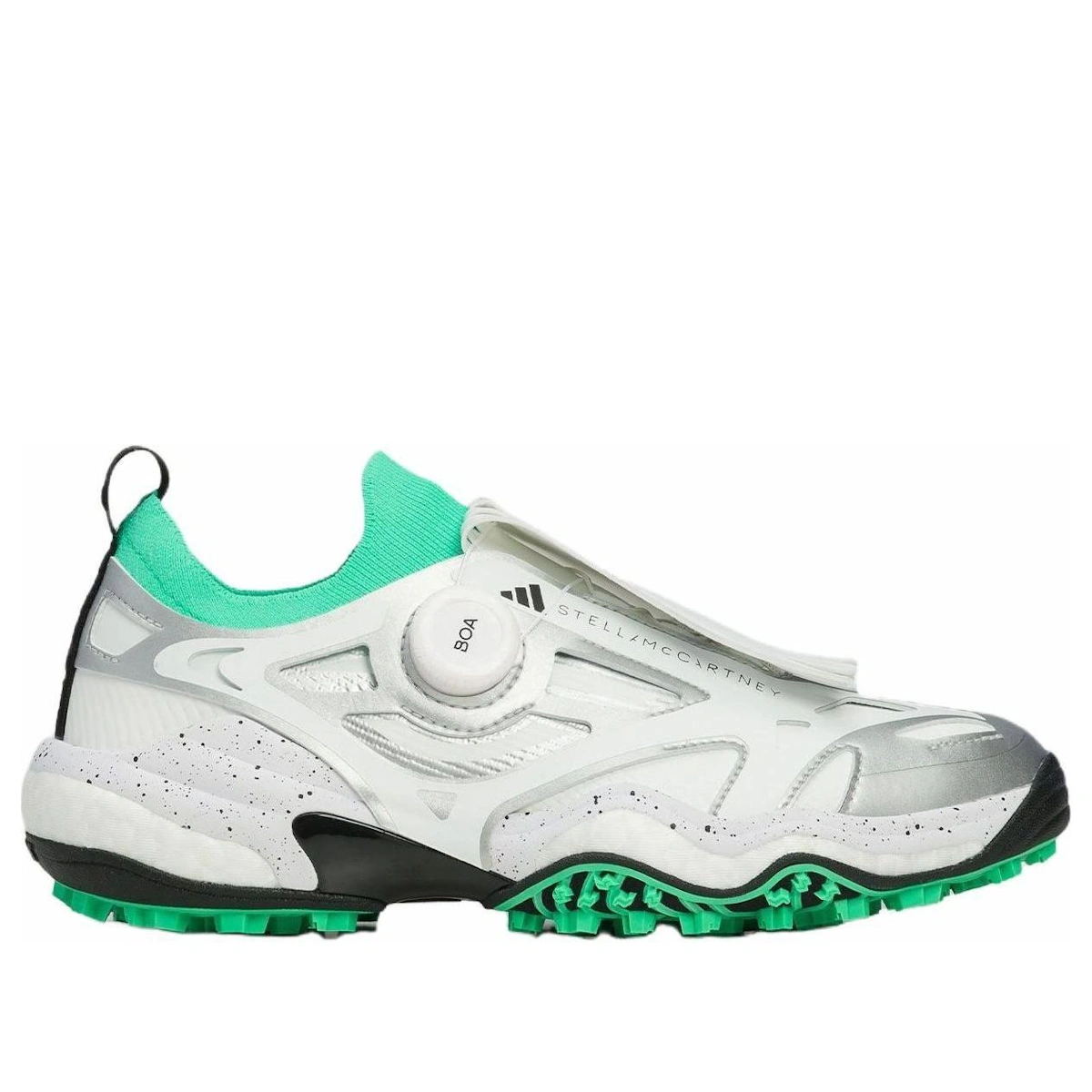 (Women) Adidas Stella CodeChaos BOA Golf Shoes Core White/Bright Green/Silver Metallic