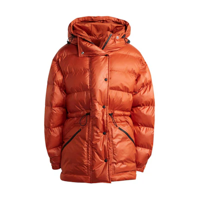 (Women) adidas Stella Logo Zip-Up Detachable Hooded Puffer Jacket Women’s Red. GU1601