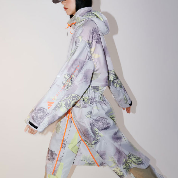 Sizing (W) 阿迪达斯Stella McCartney长款运动风衣花卉印花-浅粉色 IN3635