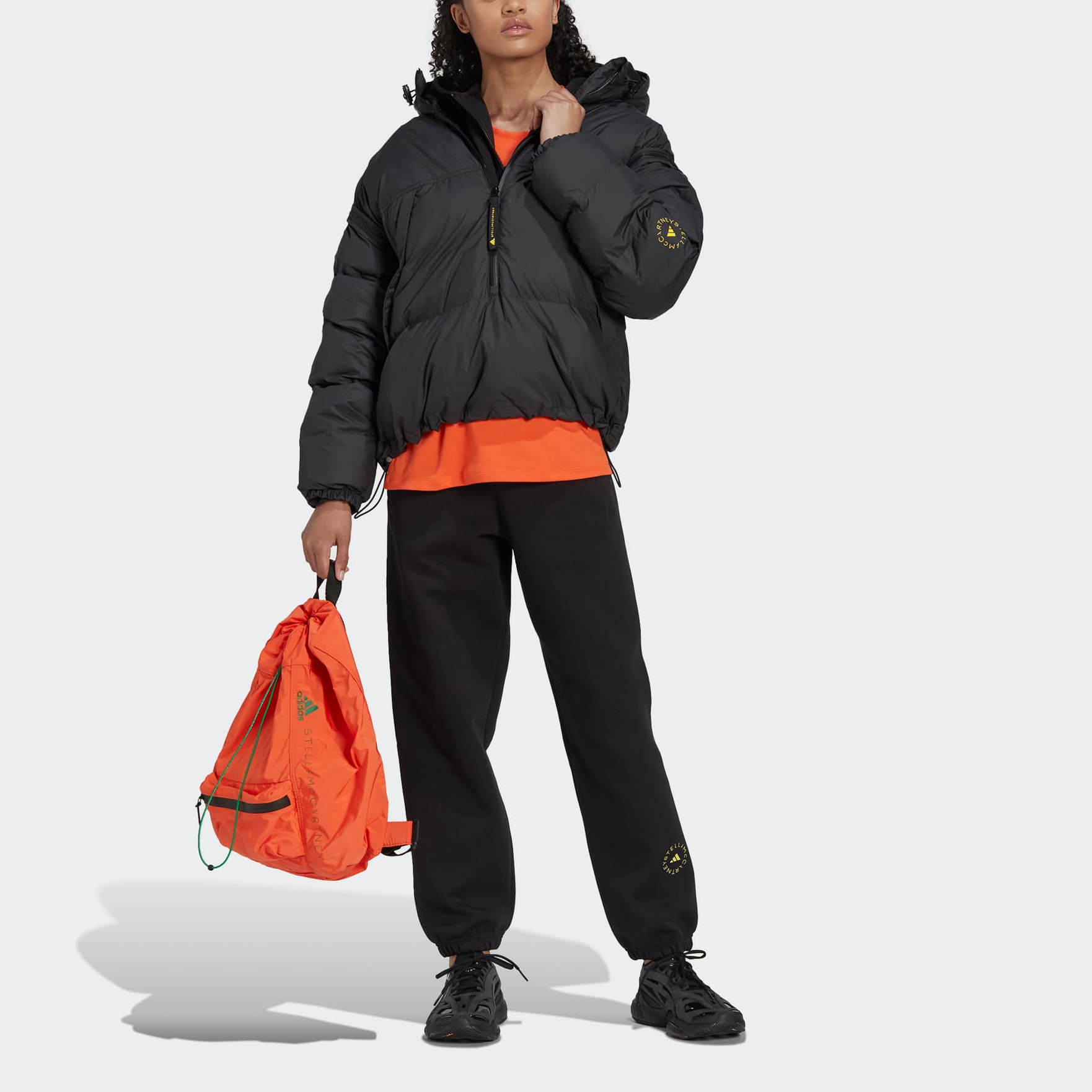 (Women) adidas Stella McCartney Black Hoodie Jacket with Logo Print and Zip-Up HG1946 圖 3