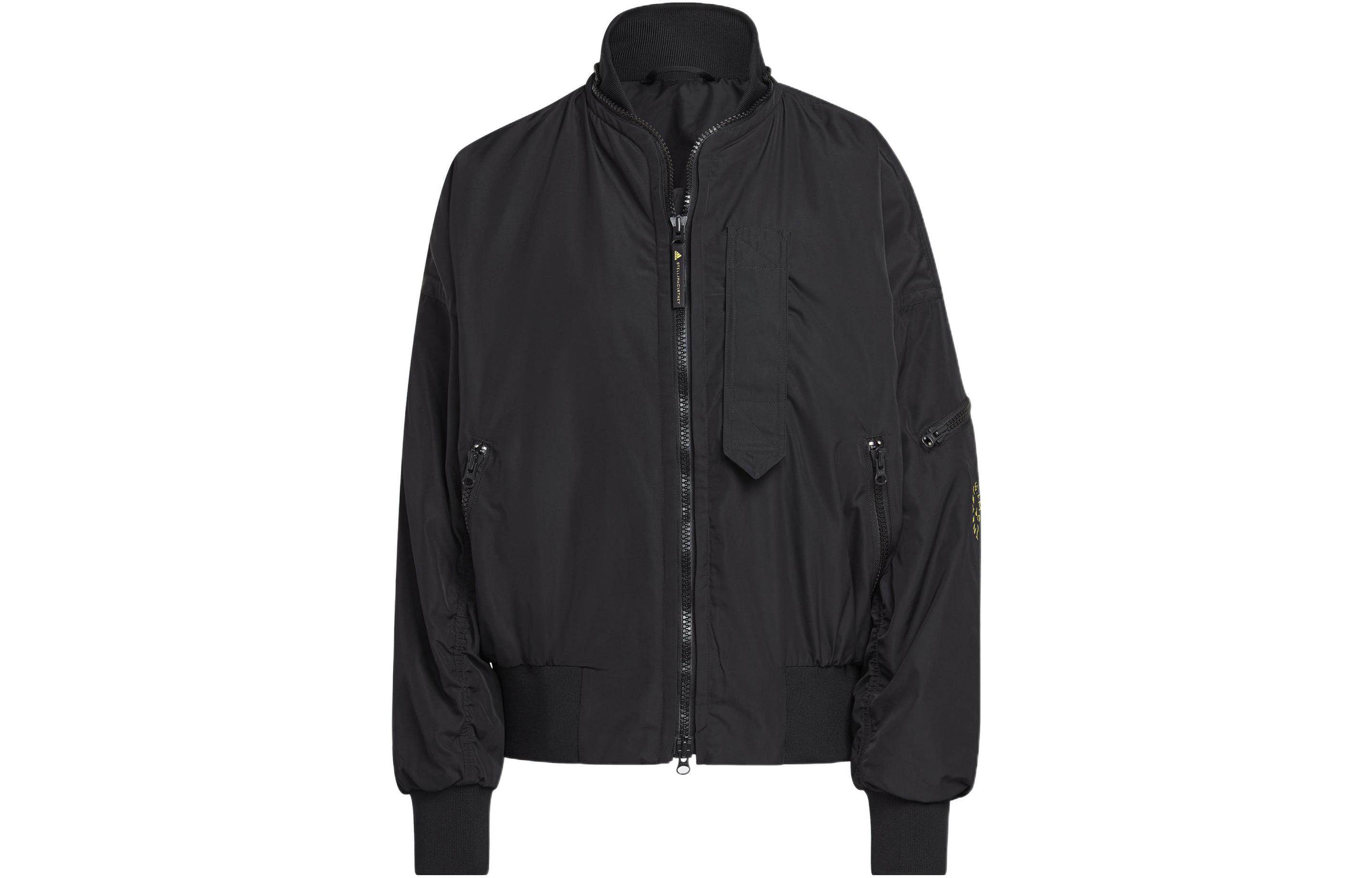 (Women) adidas Stella McCartney Black Logo Print High Neck Bomber Jacket HG6887 圖 2