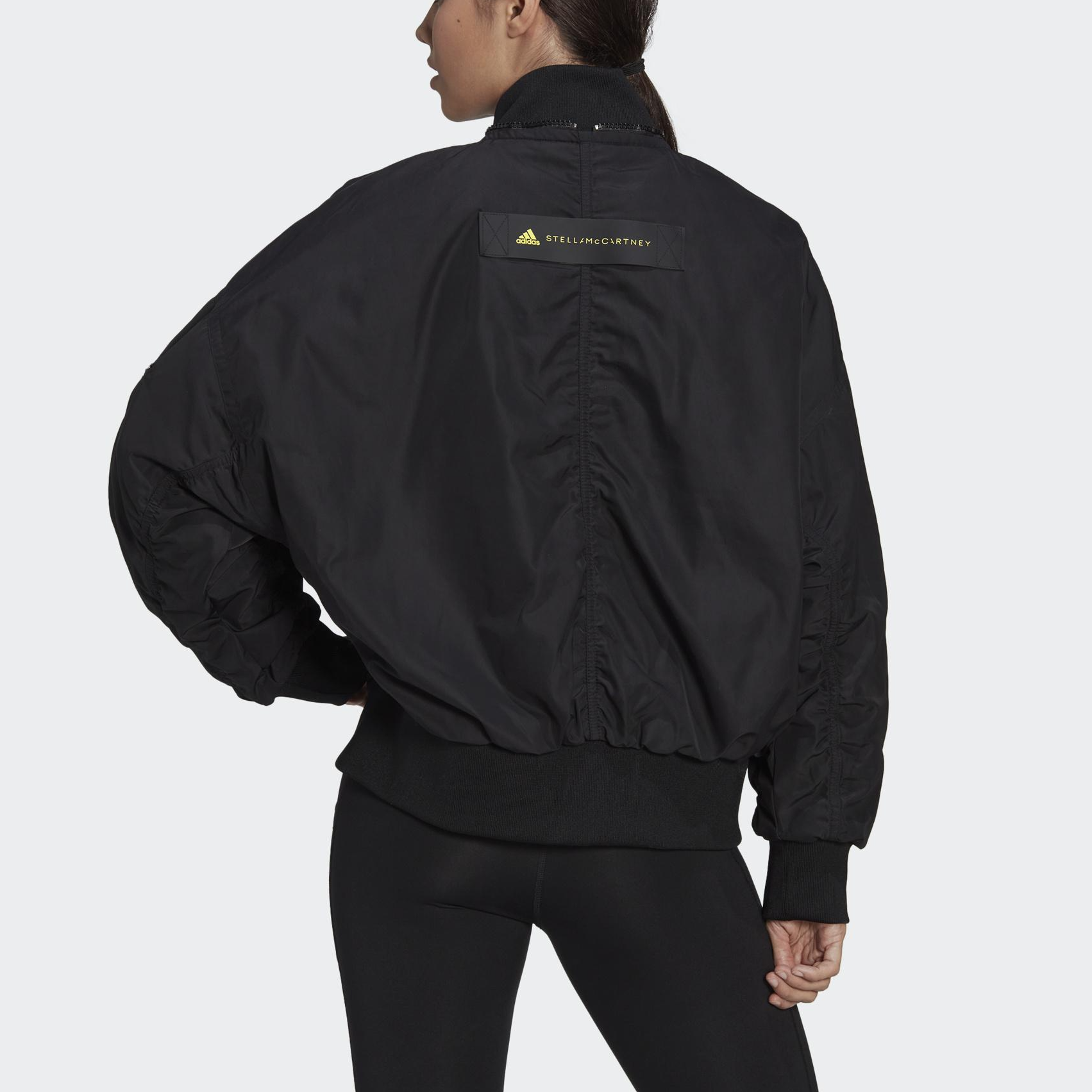 (Women) adidas Stella McCartney Black Logo Print High Neck Bomber Jacket HG6887 圖 4