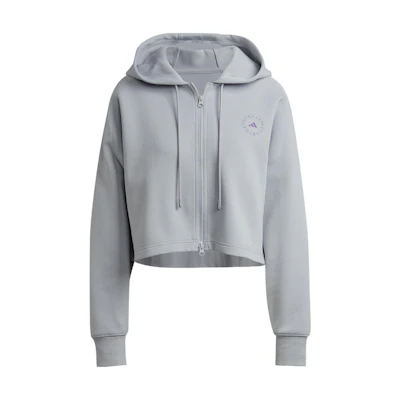 (Women) adidas Stella McCartney Grey Hoodie Jacket with Logo Print and Zip HI6063