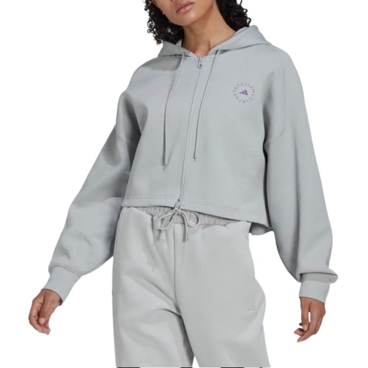 (Women) adidas Stella McCartney Grey Hoodie Jacket with Logo Print and Zip HI6063 圖 6